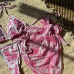 With Sarong Printed Halter Bikini Women Swimwear Female Swimsuit Three-pieces Bikini set Padded Bather Bathing Suit Swim V6966