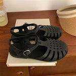 Women Rome Sandals Cut-out Gladiator Style Summer Shoes Soft PVC Peep Toe Girls Student Street Outdoor Sandals