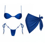 Bnadeau 3Pcs Sexy Bikini With Cover Up Women Swimsuit Swimwear Female Solid Swim Suit Brazilian Biquini Beachwear Bathingsuit