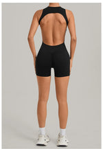 Women's Seamless Yoga Jumpsuits Sports Running Fitness Backless Sleeveless Hip-lifting One-piece Workout Gym Shorts Bodysuits
