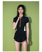New Women's Swimsuit, One-piece Coverage Slimming EffectConservative Sports Style Hot Spring Flat Leg Pants Swimsuit Plus Size