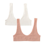 2Pcs/Set Women Non-wire Bra Crop Top Seamless Underwear Female Plunge Bra Tops Ribbed Sexy Lingerie Sports Intimates