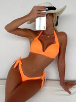 Summer Fashion Solid Color Strap Bikini Anti-Wrinkle Comfortable Swimsuit Perfect Beachwear for Pool Party And Sunbathing