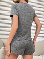 Women’s Letter Print Pajama Set 2PCS Short Sleeve Top and Shorts Sleepwear Loungewear Soft Cotton Homewear Summer Nightwear