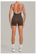 Women's Seamless Yoga Jumpsuits Sports Fitness Gym Sleeveless Backless Hip-lifting Shorts One-piece Training Workout Jumpsuit
