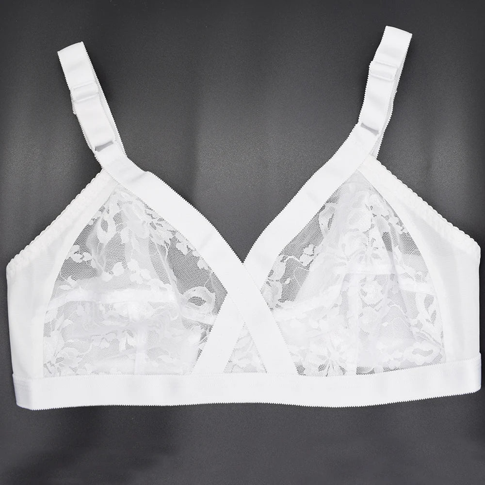 Plus Size Bralette Womens Bra Lace Wireless Perspective Minimizer Sexy Lingerie BH Tops Female Underwear Full Cup B C D E F