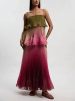 MsChuh Vestidos 2026 Woman Dress Vestido Dresses Spaghetti Strap Temperament Playful Gradient Ruffles Sleeveless Pleated Holiday