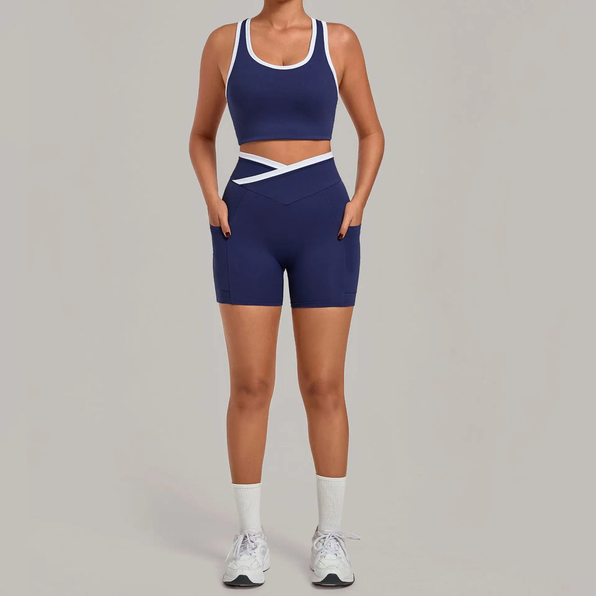 Women's Seamless Yoga Sets Sports Fitness High Waist Hip-lifting Shorts Back Beauty Sleeveless Suits Gym Training Workout Sets