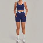 Women's Seamless Yoga Sets Sports Fitness High Waist Hip-lifting Shorts Back Beauty Sleeveless Suits Gym Training Workout Sets