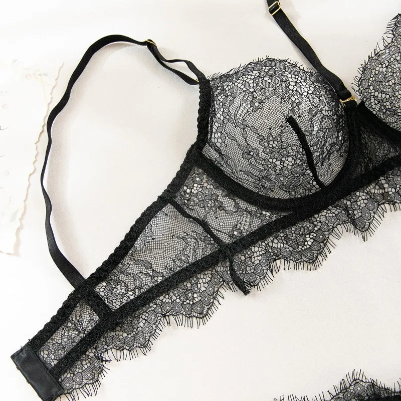 Toucheart Sexy Lingerie Suit Female Sexy See-through Lace Halter Bra SetAdjustable Leg Ring Set for Women Sexy Underwear New