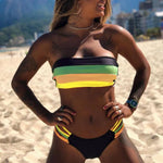 Bikini Swimwear Push-Up Bikinis Sets Colored Stripes Women Bra Padded Beachwear Bathing Suit New 2 Piece Swimsuit 2025 Biquini