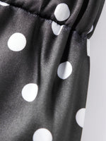 Summer Women's Dots Print Satin Shorts Elastic Waist Loose Lace Trim Hem Short Pants for Daily Casual Lounge Wear