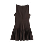 Foridol Bowknot Pleated Tank Short Dress for Women Sleeveless Casual Party Short Dress Female Casual Autumn Winter Dress