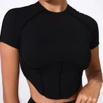 No Padded Women Yoga Sport T Shirts Fitness Clothes Short Sleeve Yoga Shirt Gym Top Running Active Wear Sport Tops
