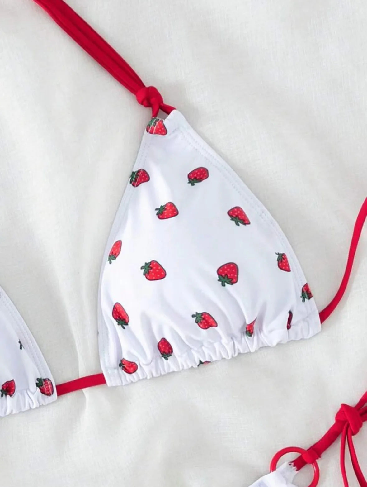 DEKA Women Cute Strawberries Print Bikini Set Sexy Thong Swimsuit Two Pieces Bathing Suit Swimwear