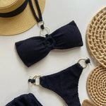 Sexy 3 pieces Bandeau Bikini 2024 Women Swimsuit Female Swimwear Thong Bikinis Set Brazilian Beach Wear Bathing Suit Biquini