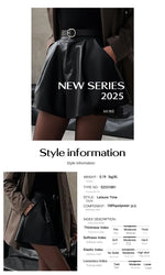 Phantasy Sexy Short Trousers Street Bottom High Waist Wide Leg Ruffles Cuff Pu Leather Shorts Fashionable Autumn Women Clothing