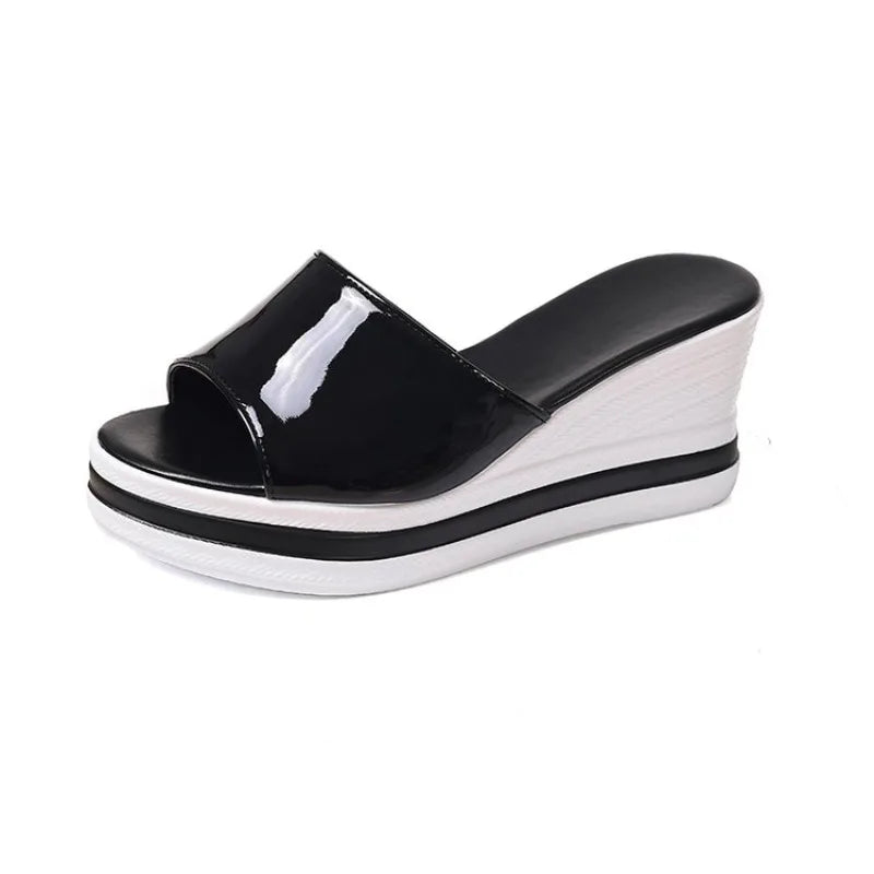 Women Slippers Retro Wedge Sandals Fish Mouth High Heels Shoes Women Thick Bottom Large Size