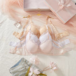 3-Pack Women's Underwear Set Lace Floral Fabric Push-Up Bra for Women Underwire Unpadded Sexy Lingerie Set