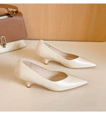 BIGTREE Sexy Classic High Heels Women Pumps Wedding Solid PU 5CM Thin Heels Kitten Heel Office Ladies Slip on Shoes Woman