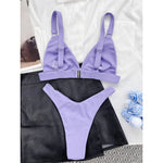 Sexy High Leg Cut Ribbed Bikini Women Swimwear Female Swimsuit Two-Pieces Bikini Set Padded Bather Bathing Suit Swim Lady V3255
