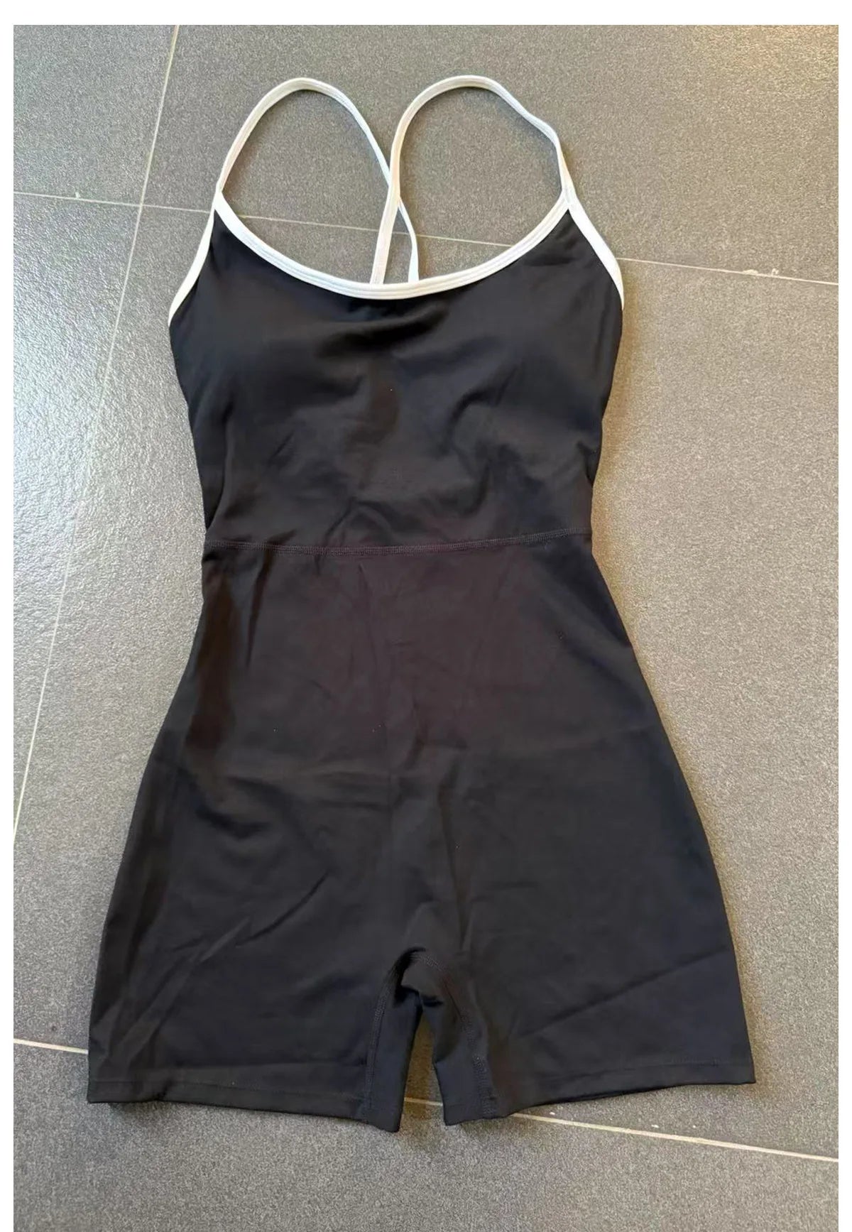 Spring/summer Women's Contrasting Yoga Jumpsuit Hollow Out Cross Back Camisole One Piece Sports Suit Hip Lifting Fitness Romper