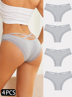 4PCS Cotton Seamless Panties Hollow Sexy Design Unique Low Waist Women Panties Breathable Girls Underwear Soft Lingerie S-XL
