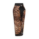S - XXL 2026 Leopard With Skirt Long Sleeve One Piece Swimsuit Women Swimwear Female High Cut Leg Bather Bathing Suit Swim V7352