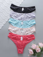 5 Color Women Lace Embroidery Panties Sexy Hollow Low Waist Briefs Summer Ice Silk Breathable Lingerie Female Knickers Intimates