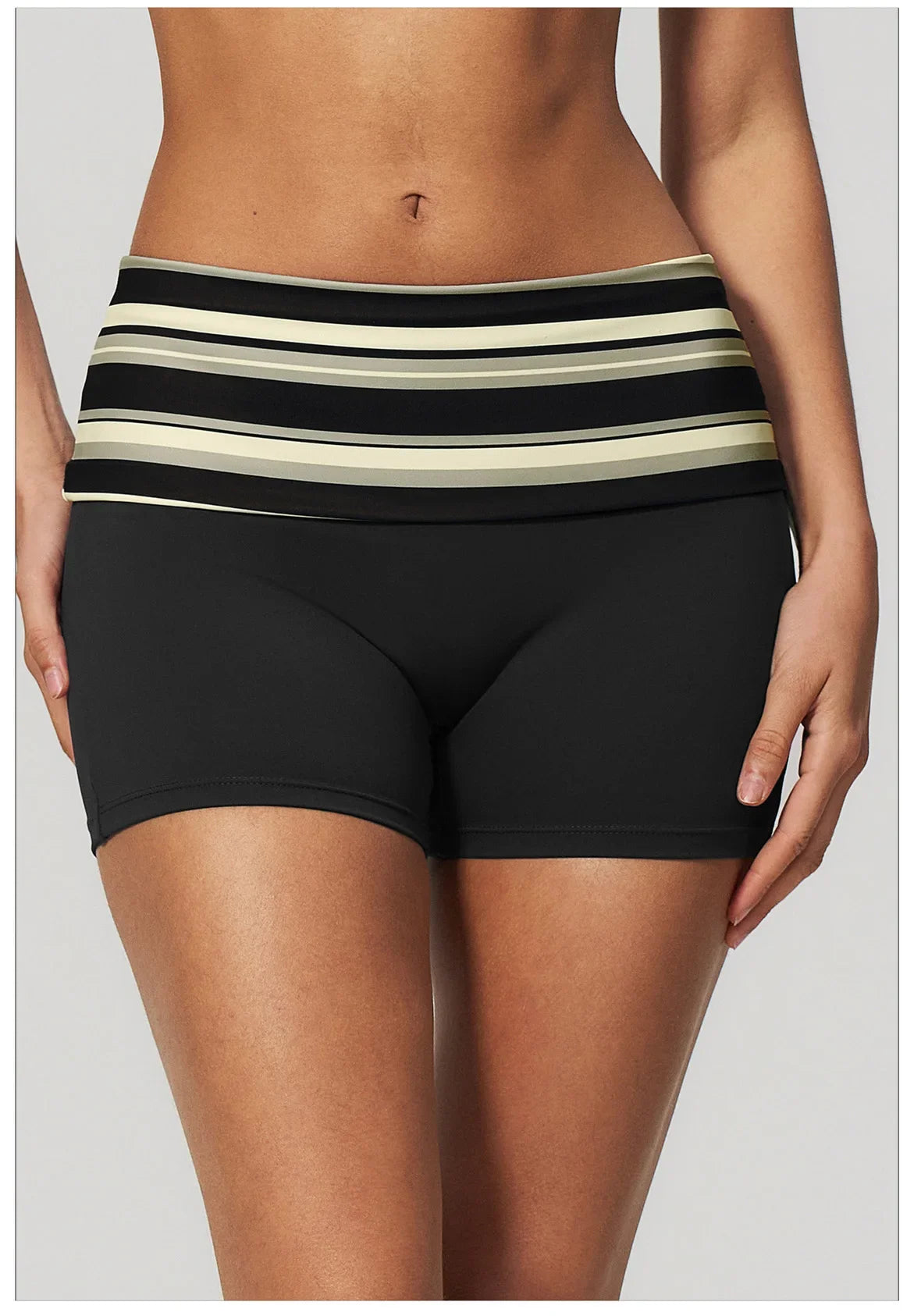 Summer Striped Polka Dot Contrast High Waist Yoga Shorts Hip Lifting Sports Tights Outdoor Workout Fitness Gym Running Pants