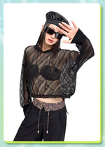 Lazy sun protection long-sleeved T-shirt summer pure lust hottie thin loose air-conditioned blouse hollow top