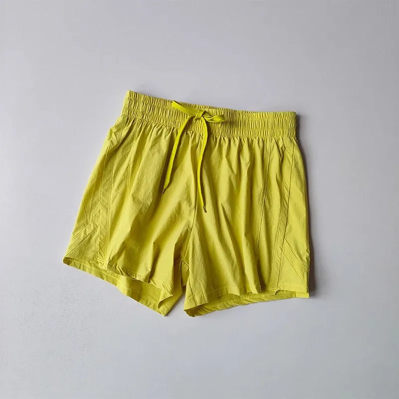 Women's Loose Fitting Anti-Glare Yoga Shorts Two-Piece Set Speed Drying Fitness Pilates Running Training Short