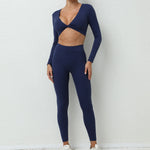 1/2Pcs Pad Long Sleeve Crop Tops Women Gym Yoga Set Sport Gym Scrunch V Back Fitness Leggings Workout Pant Active Suits