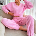 Women Suits Outfit Home Comfort Set for Warm Long Sleeves Elastic Waist Trousers in Autumn and Winter Women Clothing 2 Piece Set