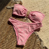 Flower Embroidery Bandeau Bikinis Sets Woman 2026 Metal Buckled Sexy Swimsuit Women High Cut Bathing Swimming Suit Bikini Mujer