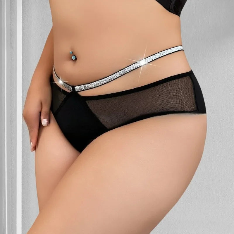 1pcs Plus Size 1XL-4XL Sexy Women Mesh Panties Low Waist Breathable Comfortable Lady Briefs Female Underwear Elegant Underpants