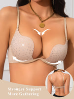 Sexy U-shaped lingerie with hot stamping, luxurious small chest, gathered to show off, large steel ring, top support bra