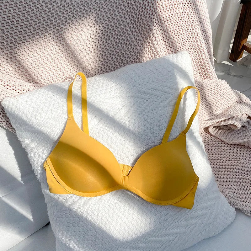 Seamless Wireless Bra, One-piece Smooth Light Breathable Push Up Lingerie, All Season Commute Bra for Teen Girls Small Bust