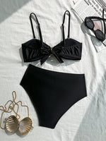 Sexy Metal Shell High Waist Bikini Set Women Black Coffee Pleate Push Up Two Piece Swimsuit 2026 Holiday Bathing Suit Swimwear