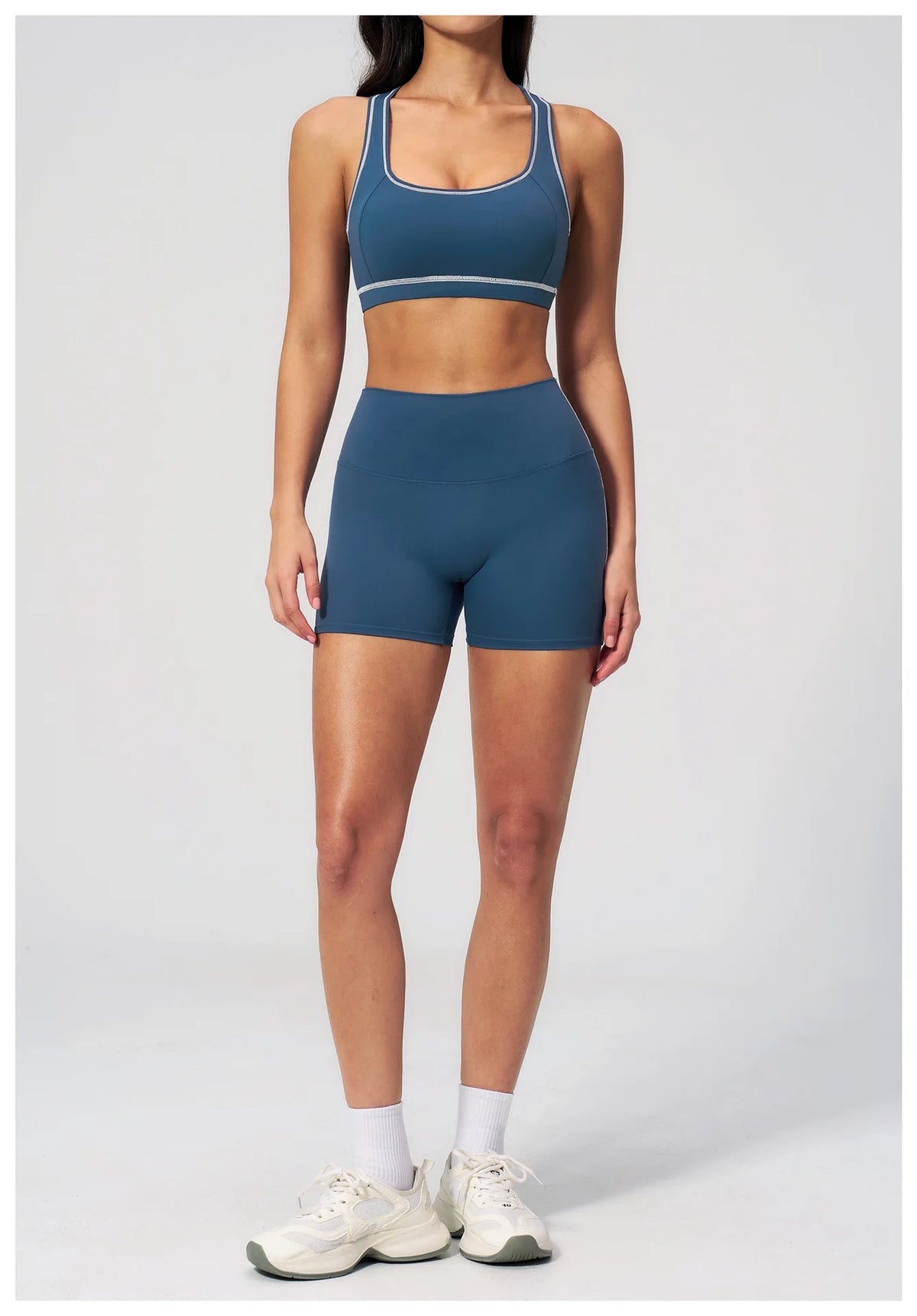 Summer New Color Contrast Yoga Set Women Tight I-shaped Back Sports Bra Versatile Fitness Suit High Waist Shorts Workout Clothes