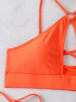2026 Sexy Orange Bikini Hollow Out Push Up Two-Piece Swimsuit Women Halter Bandage Backless Thong Swimwear Summer Beachwear New