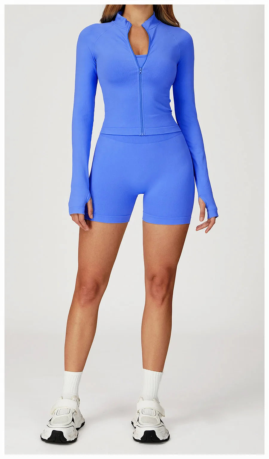 2PCS Yoga Suit Sports Set Women Gym Set Woman Tracksuit Running Workout Long Sleeve Sports Shirt Shorts and bra set Sport Outfit