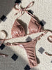 PU Leather Pearls Bikini Mini Micro Thong Bikinis Women Swimwear Female Swimsuit Two-piece Bikini Set Halter Bathing Suit Swim