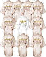 Bridesmaid Robes Satin Bridal Party Embroidered Bride Design, Kimono Sleeves, Smooth Satin Feel, for Getting Ready Photos, Brida