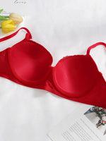 Hot selling Sexy Women's New Year bra lace gathering big red festive hot sexy lingerie Push Up brassiere J2475