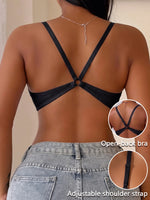 Solid Lining Women Push‑up Bra Smooth Cup Front Closure Stylish Bra Daily Breathable Backless Lingerie