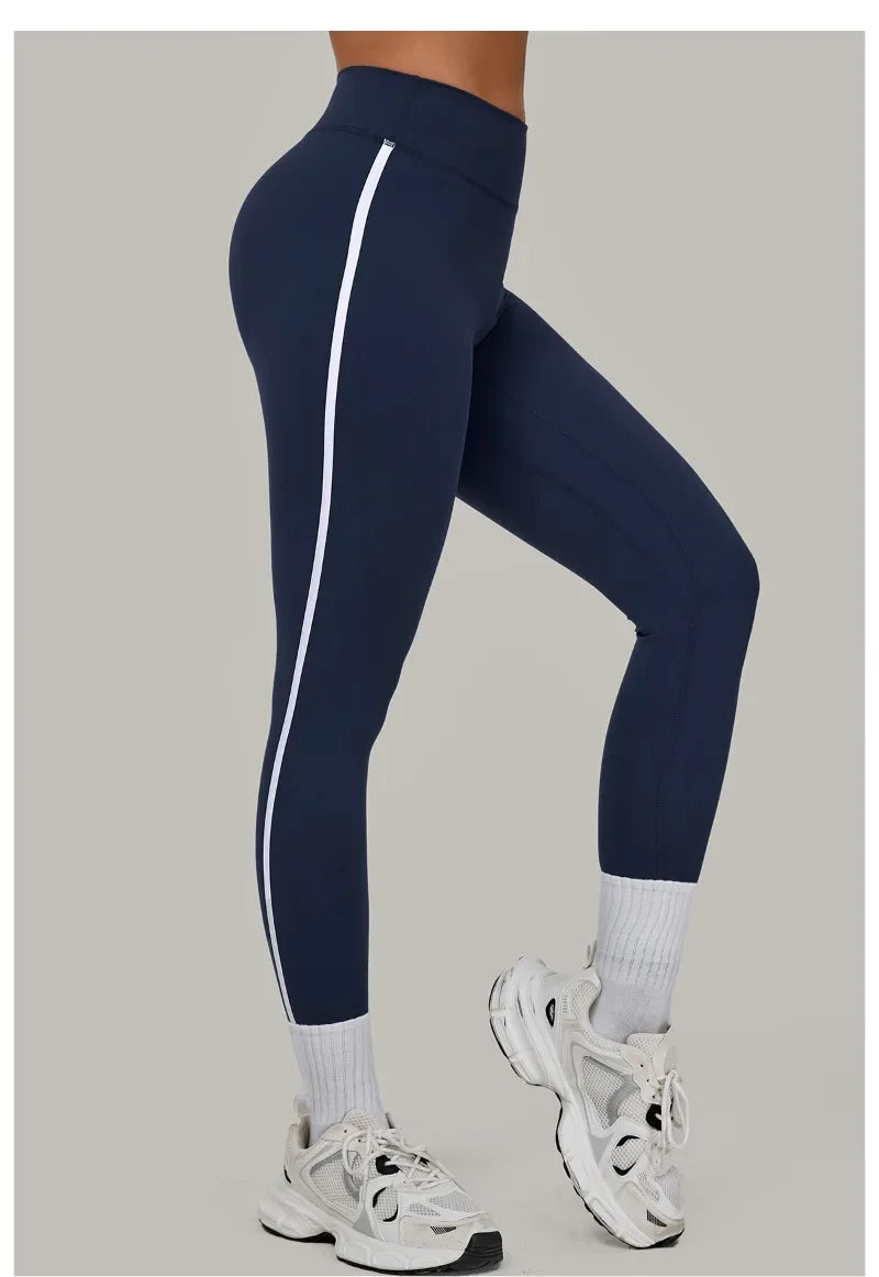 Women High Waist Yoga Pants Leggings - Seamless Color Block Fast-Dry Breathable Gym Running Fitness Tights Butt Lifting Effect