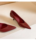 BIGTREE Sexy Classic High Heels Women Pumps Wedding Solid PU 5CM Thin Heels Kitten Heel Office Ladies Slip on Shoes Woman