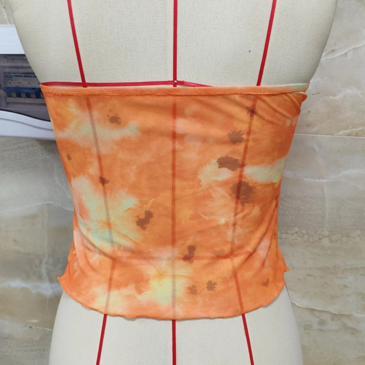 Summer Tank Tops for Women Sleeveless Tie-dye Print Cropped Street Vest Fashion Ruffle Tube Tops