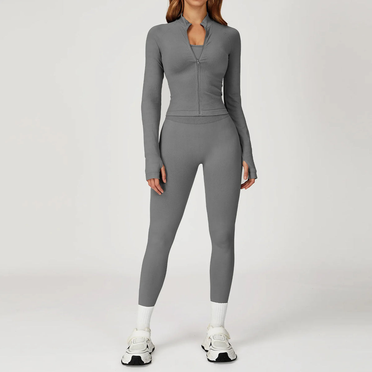 Women's Seamless Yoga Set Quick Drying Slim Fit High-end Feeling Exposed Feeling Set Outdoor Sports and Running Fitness Set